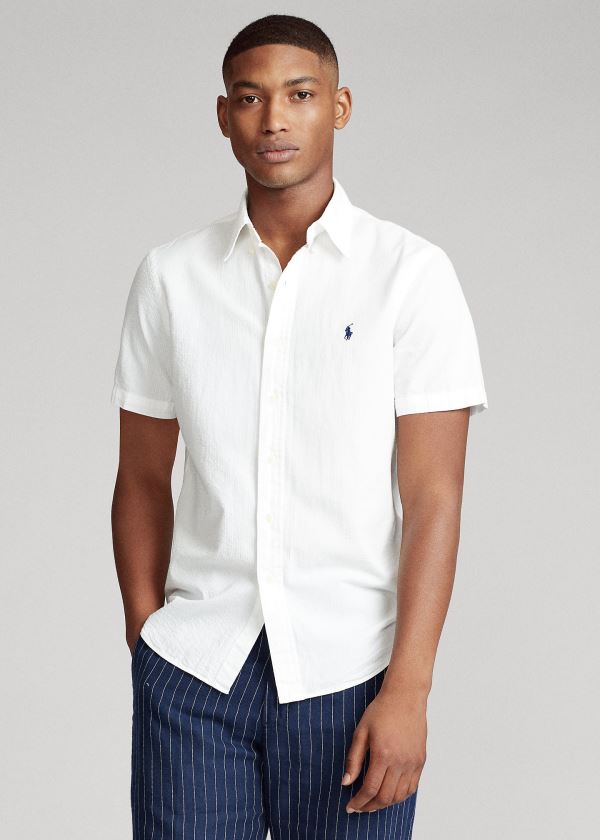 Men's Polo Ralph Lauren Classic Fit Seersucker Shirts | 296173BLX